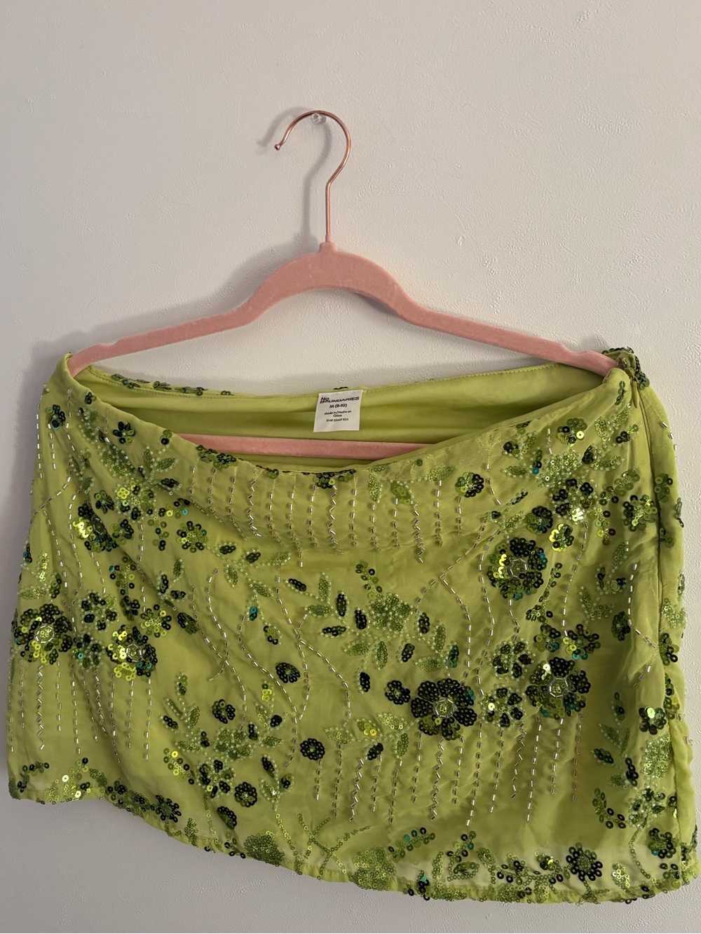 No Boundaries Lime Green Sequin Embellished Crop Top
